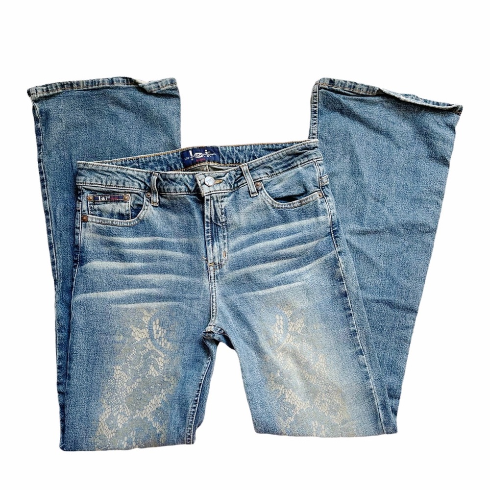 Vintage Y2K l.e.i. Lace Embossed Low Rise Flare Leg Jeans